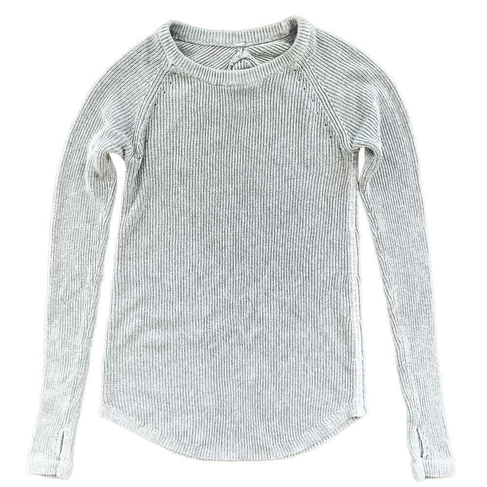Lululemon Cabin Yogi Knit Sweater Gray Crew Neck Size 4